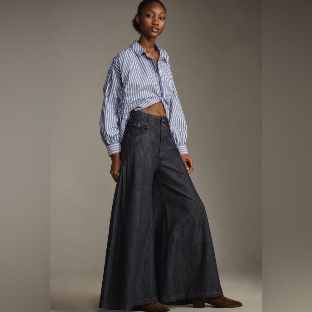 New PILCRO Dramazzo Mia Rise Ultra Wide Leg Stretch Waist Jean Dark Blue
SIZE 30